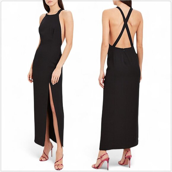 Fame and Partners The Max Dress in Black Halter Criss Cross Straps NWT 2 and 4 - Picture 1 of 6